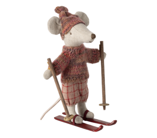 Winter mouse with ski set, big sister - rose - Maileg