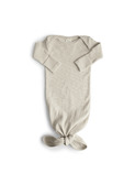Ribbed knotted baby gown - ivory